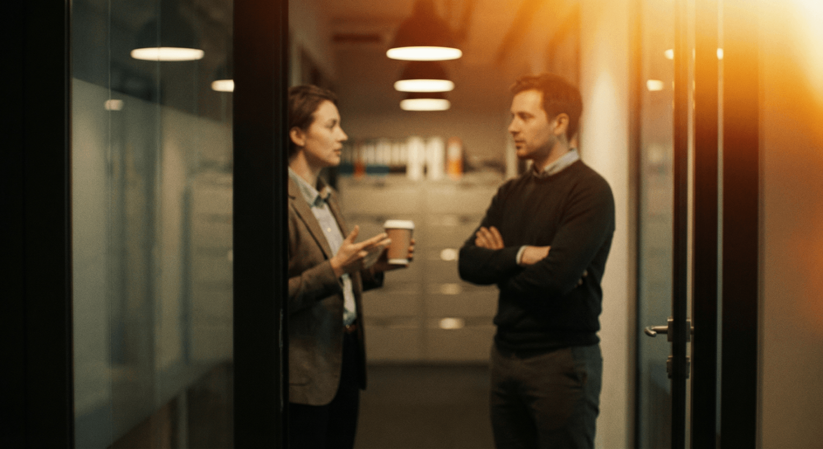 Two colleagues in conversation