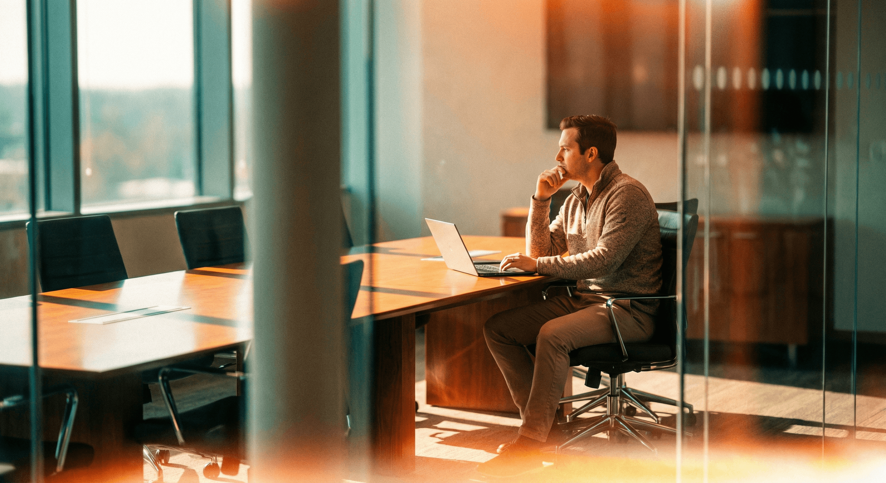Thoughtful work in a conference room